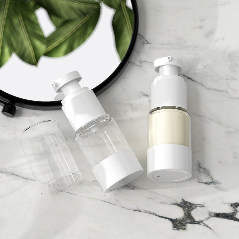 LONGWAY 0.5Oz 15ml Clear Airless Cosmetic Cream Pump Bottle Travel Size Dispenser Refillable Containers/Foundation Travel Pump Bottle for Shampoo (PACK of 8) - Image 4